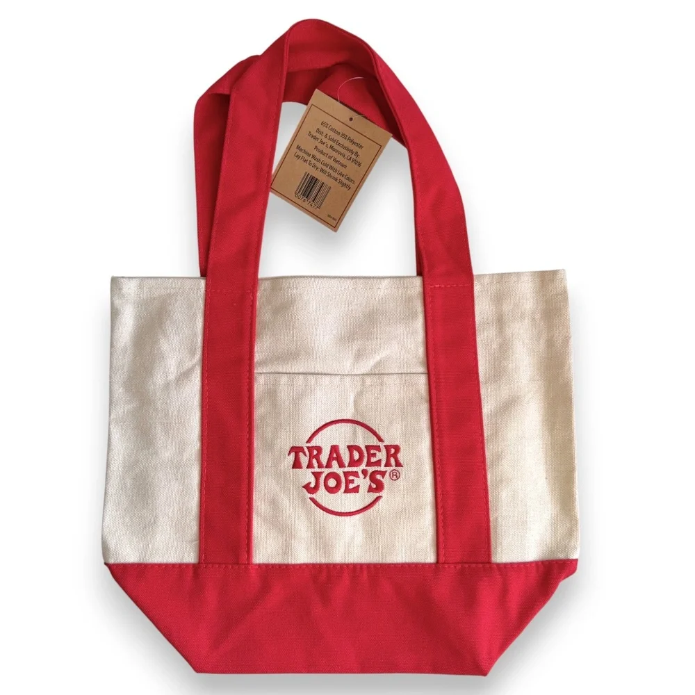 Trader Joe’s Mini Canvas Tote Bag – Red - Picture 2 of 3